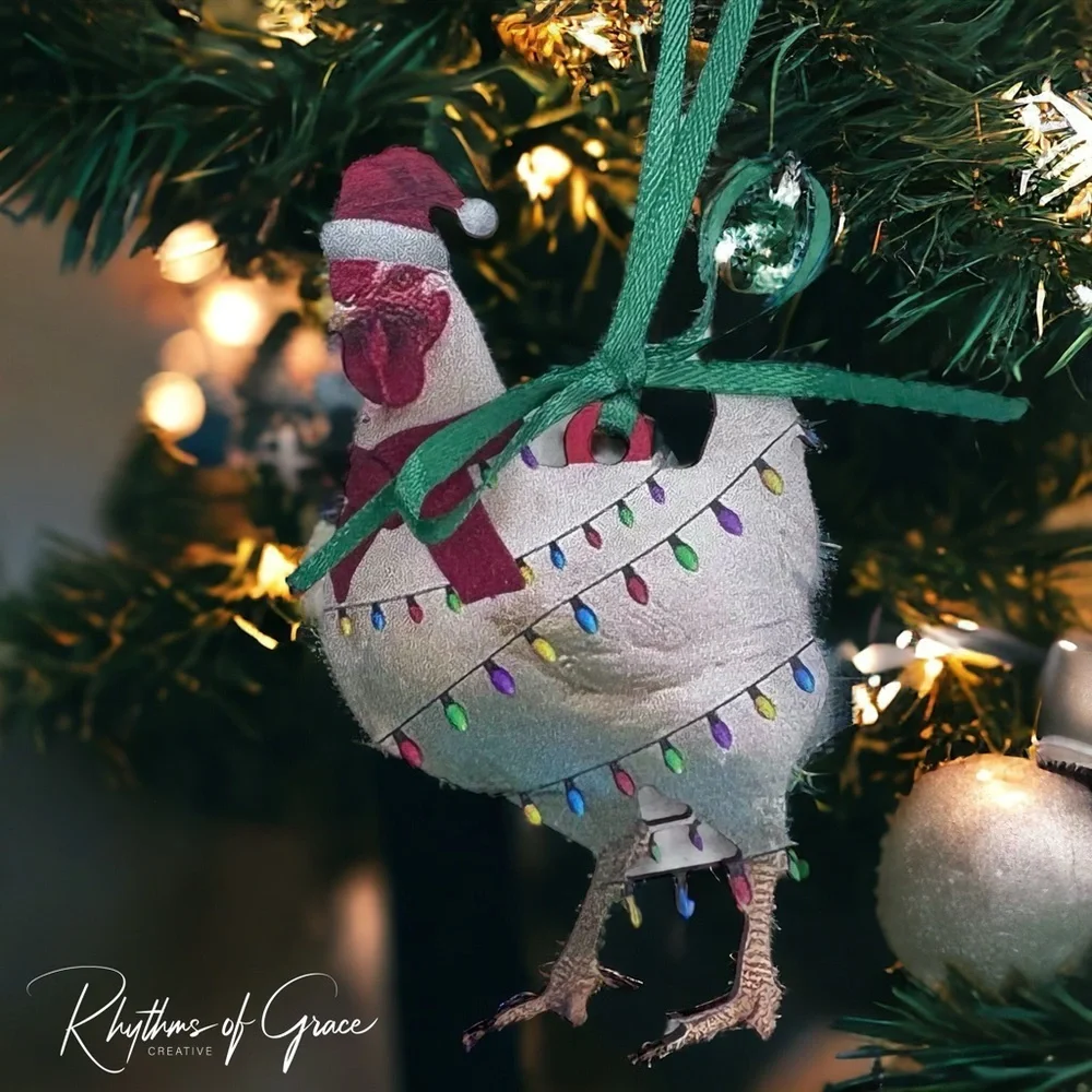 Cluck Yeah! White Rooster Christmas Ornament - A Splash of Cheer for Your Tree!